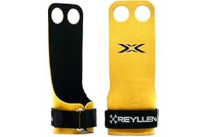 Reyllen® Series 2 BumbleBee X Gymnastic Grips, 2-Hole Hand Grips Strengthener for Crossfit, Weightlifting, Powerlifting, Athletes Palm Protection Hand Guards, Unisex Fitness Workout Equipment