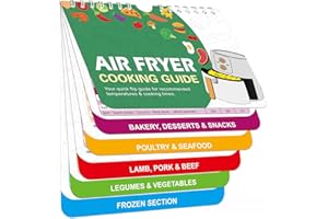 ROWJOW Air Fryer Cooking Guide Magnetic Cheat Sheet Hanging Cooking Times Chart Frying Booklet Cookbook Recipe Book Schedule with Time Temperature Recommend Kitchen Must Have Air Fryer Accessories