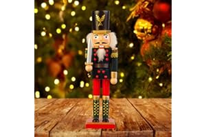 BERELIN Nussknacker Soldat 30 cm, Holz Traditionelle Weihnachtsnussknacker Figuren, Weihnachten Nussknacker König Deko Figur, Klassisch Nussknacker Holzfigur Soldat für Weihnachtsfest Heimdekoratio (Grün)