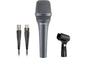 CAROL AC-900 Dynamic Microphone Vocal with Supercardioid, for Singing, Podcast, Performance, Live Stage Performance, Noise Cancelling AHNC Technology w/ 14.8ft XLR to XLR Cable & Mic Clip (Gray)