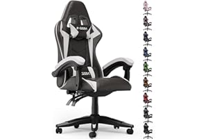 bigzzia Sedia Gaming, Sedia Girevole ergonomica, PU Poltrona Racing (White)