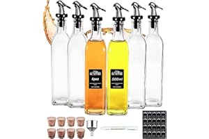 Miorkly Bouteille Huile 6 Bouteilles Verre de 500ml, Bouteille Huile Olive Verre Sans Plomb, Distributeur Huile-Bouteille Pour Huile D'Olive, Set Huile Vinaigre