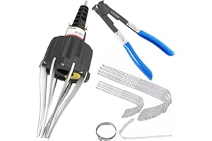 ‎TECPO TECPO Druckluft Montagewerkzeug für Achsmanschetten mit Klemmzange und Schellen lang [60-124mm] kurz [28-65mm]