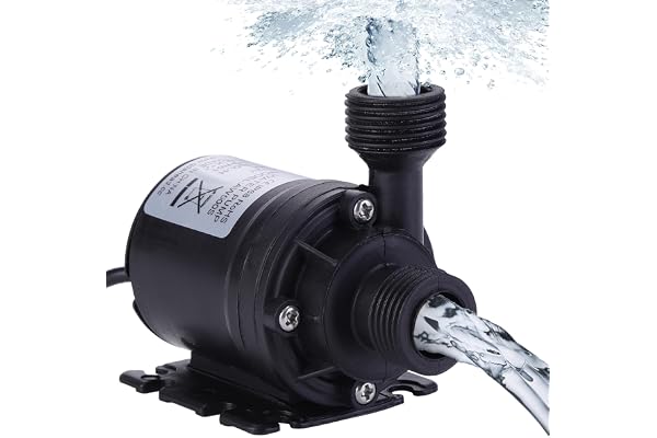 HSEAMALL Borstlös nedsänkbar vattenpump, DC 12 V, amfibiepump, 800 L/H 5 m för damm, akvarium, solfontän, pool, vattencirkulationssystem