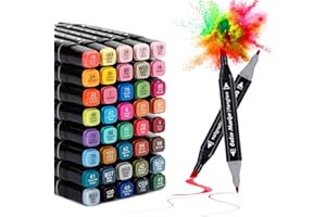 Mitoymia Rotuladores de Alcohol 40 Colores, Rotuladores Profesionales Doble Punta con Base y Maletín de Transporte, Marcadores Alcohol Markers para Principiantes y Adultos Dibujo Cómics Diseño