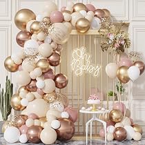 Decorazione di compleanno per ragazze e donne, decorazioni per feste di compleanno in oro bianco sabbia, palloncini di compleanno beige oro, banner di buon compleanno pompon per donne uomini