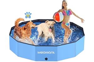 Meowant Hundepool Faltbar, Hundebadewanne, Planschbecken Groß Verdickt PVC, Extra Großer Outdoor-Faltbarer Kinderpool, Tragbare Rutschfestes Hundeplanschbecken, Keine Pumpe Benötigt(160 x 30 cm)