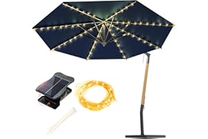 ANGMLN 1 Pack Patio Umbrella Lights Solar Powered Outdoor 8 Modes 112 LED Parasol String Light Waterproof Umbrella Pole Solar Lights for Patio Camping Tents
