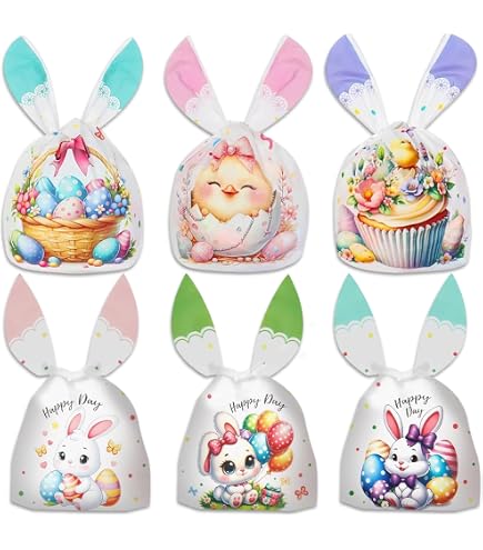 10 Sacchetti Regalo Pasquali In Velluto – Set Con Coniglietto E Carota Con Coulisse Per Caramelle - 4