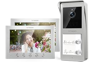 TMEZON Video Türsprechanlage 2-familienhaus,Gegensprechanlage mit türöffner,2-Draht Kabel,7-Zoll-Farbmonitor und HD-Türklingelkamera,2-Wege-Audio, Nachtsicht,16 Klingeltöne,Unterstützt 2 Schlösser