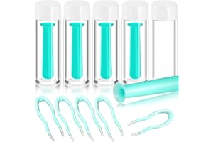 Hshenjhu 5 Set Kontaktlinsen Entferner, Kontaktlinsensauger mit Aufbewahrungsetui, Grün Kontaktlinsen Entfernen mit Pinzette, Kontaktlinsen Remover, für Harte und Weiche Kontaktlinsen Heim Reise