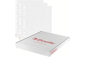 Esselte, Funda perforada multitaladro (16 taladros), tamaño A4 para proteger documentos en casa, oficina o en el colegio, caja 100 unidades, PP (polipropileno) 100% reciclable, 85µ, 46099
