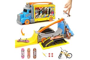 Aolieh Finger Skateboard Rampe, Fingerboard Rampe Set Transforming Truck Spielzeug Ultimate Sport Training Requisiten Spielzeug für Kinder Inklusive Mini Skateboards und Fahrräder
