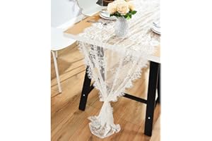 Fayavoo White Lace Table Runner 300 x 71 cm Wedding Table Runner Classy Floral Pattern Table Runner for Boho Theme Wedding Festival Party Home Decorations