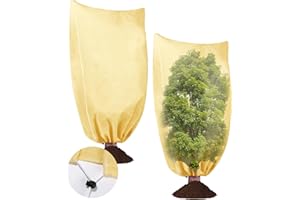 Cotepi Winterschutz für Pflanzen, Pflanzenschutzhauben, 2 Stück 120 x 180cm Frostschutz Kübelpflanzensack aus Vliesstoff Reißfest, Winterschutz für Kübelpflanzen mit Reißverschluss Zugband