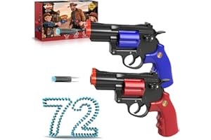 VATOS Lot de 2 pistolets revolver en mousse avec 72 balles souples, modèle éducatif pour garçons et filles, enfants de 10 ans et plus