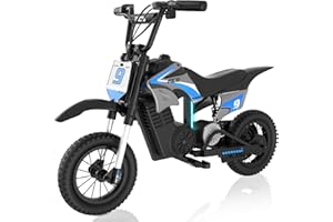 RCB R9X PRO Kids Ride On Motorcycle, Electric Motorbike with 350W Motor, 6.2/9.3/15.5mph Speed Modes & 9.94Miles Long Range, Ambient lighting, Dual Suspension, 12" Motor Cross for Kids Aged 6+