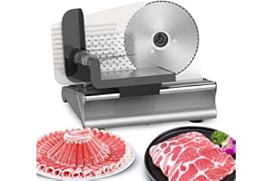 YEOOIYCW Cortadora eléctrica de 500 W con jamón y salchicha, máquina de rebanar de cocina, 0 a 15 espesores precisos, interruptor de ranura para uso seguro, para pan, jamón, queso y carne (casa)