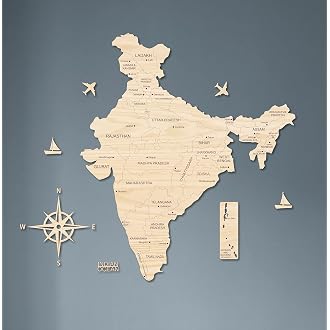 AD INFINITUM® 3D Wooden Map of India | Home Decor | Off...