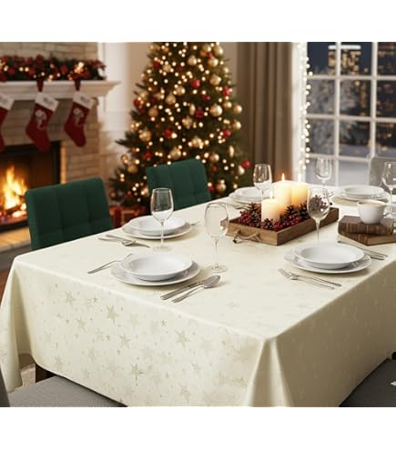 ANRO Nappe En Toile Cirée Lavable - Motif Flocons De Neige Et étoiles