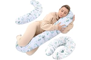 Totsy Baby Almohada Embarazada XXL - Algodón Almohada para Dormir de Lado cojin Embarazada Dormir y Lactancia Almohada Larga 190 cm Animales acuáticos