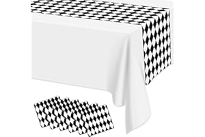 Hegbolke 6 Pcs Black and White Checkered Table Runner, 14 x 108 in Alice Tablecloths for Racing Theme, Halloween, Wonderland Party, Classic Checker Indoor Outdoor Decorations