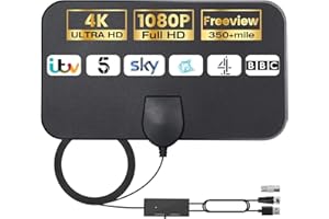 CENBOU 2025 Indoor TV Aerial - Digital Aerial with Booster 350+ Long Range Reception for Freeview TV Support 4K 1080P HDTV & 5M Coax Cable (Tablet)