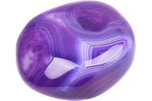 June&Ann Purple Agate Palm Stones, Healing Gemstone Therapy Worry Crystal Stones for Meditation Chakra Balancing Collection, Irregular Shape