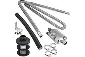 Hcalory Portable Stainless Exhaust Silencer, With Clamps, Bracket, Gas Vent Hose, Filter, Combustion Air Pipe And Screws, For Air Diesel Heater.