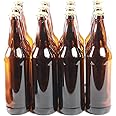 GOLDBEARUK Brown Glass Beer Bottles Pack of 12 Gold Caps - Homebrew (650ml)