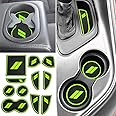 Auovo 11pcs Anti-dust Mats for Challenger Accessories 2015-2023 Custom Interior Cup Holder Inserts Door Pocket Center Console Liners for Challenger 2021 (Green)