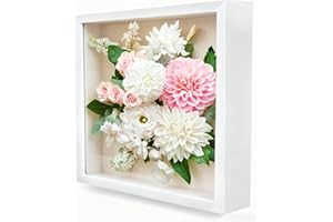 Weysoo Tiefer Bilderrahmen zum Befüllen 20 x 20 cm, Weiß 3D Bilderrahmen Befüllbar suvenirs 3 cm, Objektrahmen Geschenk für Fotos Collage Brautstrauß Wandbehang (Weiß, 20 * 20)