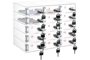 Layhit Cell Phone Locker Box Storage Clear Acrylic Cell Phone Storage Cabinet with Door Locks for Classroom School Office Factory Employees(15 Slots)