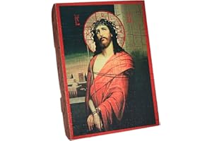 NKlaus Jesus Christus, Christliche Holz Ikone versiegelt 16x12,5cm handgefertigt 37012