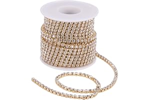 Craftdady Catena con strass da 3,5 mm, 9,1 m, con strass trasparenti, per la realizzazione di gioielli da sposa, collane, colore: oro