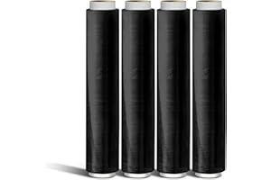 UK SUPPLIES LIMITED Black Strong Standard/Extended/Mini Shrink Wrap 400mmx250m (20mu) I Tear Resistant I Pallet Wrap Cling Film (Standard Roll 400mm (40cm wide), 4 Rolls)