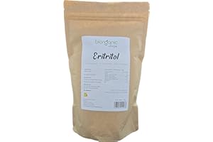 Biorganic Eritritol 1 Kg, EUROPEO. 100% Natural. Edulcorante Cero Calorías. Dieta Keto y apta para diabéticos. Granulado como el azúcar. Con poder endulzante del 70% igual que el azúcar.