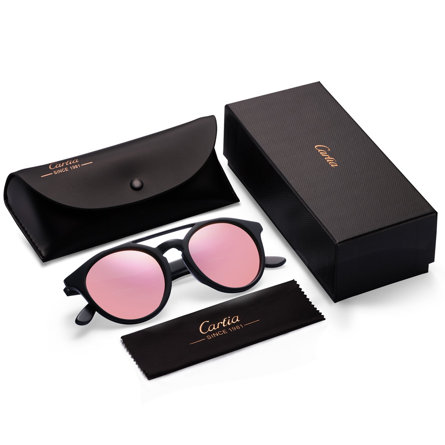 Carfia-Gafas-de-Sol-Polarizadas-hombre-mujer-Double-Bridge-Retro-Unisex-Estilo-gafas-Proteccin-UV400-para-conducir-viajes-playarosado