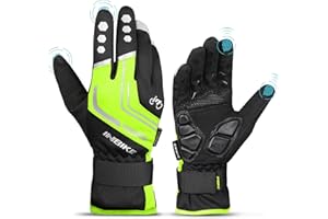 INBIKE Gants Velo Hiver VTT Homme Coupe Imperméable Doublé Polaire Tactiles Chauffant pour Ski Velo de Route