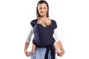 Boba Baby Wrap Carrier – Original Baby Sling Carrier for Newborns (7–35 lbs), Soft, Secure, Hands-Free & Ergonomic, Ideal for Comfortable Bonding, New Parents (Navy Blue)