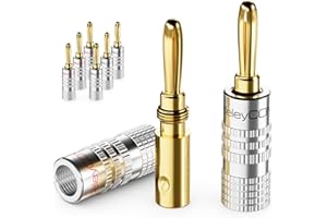 deleyCON 8 Stück Bananenstecker als Set - Vergoldet Schraubbar für Lautsprecherkabel 0,75 mm - 4,5 mm & z.B. HiFi Receiver - Silber