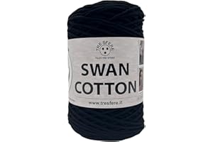 filati italiani Swan Cotton 250g (250m) per Borse a Uncinetto (Nero)