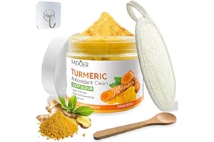 LEZEHEA Exfoliant éclaircissant au curcuma - Exfoliant pour le corps avec éponges loofah - Exfoliant corporel au curcuma, soin du corps pour un nettoyage en profondeur - Peau lisse - Pour hommes et femmes