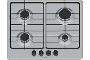 Bosch PGP6B5K85 Serie 4, Piano cottura a gas, Manopole a ponticello: controllo ergonomico, 4 fuochi, Inox, 60 cm, Serie 4 - NEW