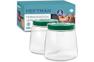 HEFTMAN Pot de fermentation avec entrée d'air 1 voie, 1 litre, lot de 2, 2 bocaux de fermentation (vert)