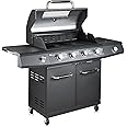 Fire Mountain Everest Pro 5 Burner Premium Gas BBQ, Outdoor Barbecue Grill, 4 Main + 1 Side Burner, Lid with Glass Window and Built-in Thermometer, Family Sized Cooking Area for Large BBQ