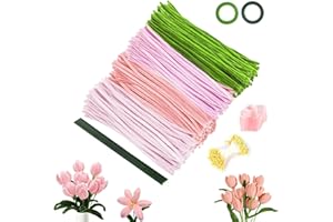 GICCTYBLE 400 Pezzi Scovolini Colorati per Lavoretti, Pipe Cleaner Scovolini Colorati per Progetti Artigianali di Bouquet di Fiori di Tulipani Fai Da Te Bastoncini Decorativi in Ciniglia