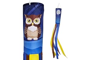 Madrona Brands Moonlit Owl Windsock | Durable Outdoor Hanging Decoration | Yard, Deck, Kids | 60 inch