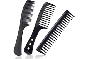 Sularpek Zestaw grzebieni do włosów, 3 szt. grzebień z szerokimi zębami, zestaw grzebieni do włosów z włókna węglowego, odporny na wysokie temperatury, antystatyczny grzebień, grzebień fryzjerski do stylizacji włosów do większości rodzajów włosów