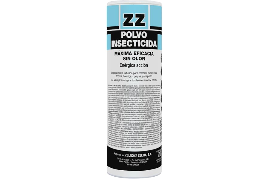 Zelnova Zeltia Polvo Insecticida | Autorizado su Uso Doméstico |Eficaz Contra Todo Tipo Insectos Cucarachas, Chinches, Hormig